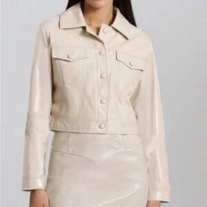 7 For All Mankind Women's Cream Leather Jacket